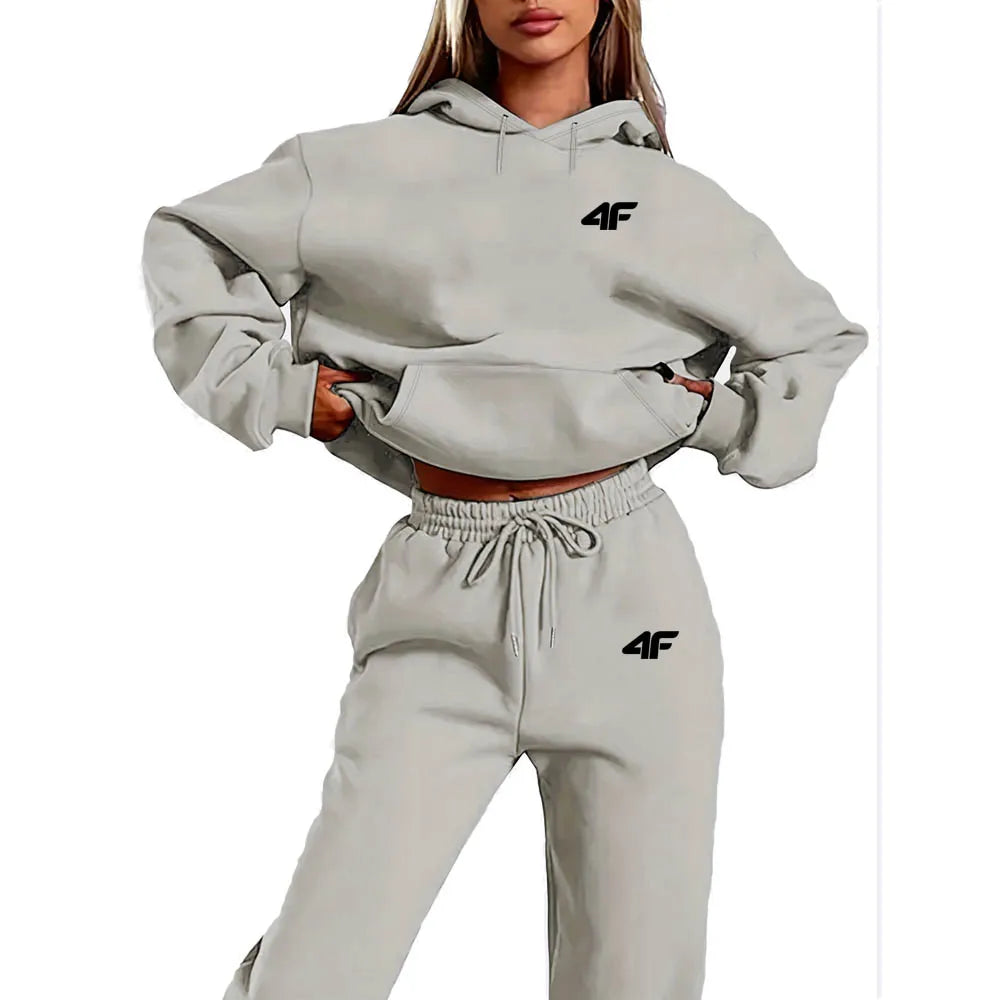 Women Hoodie set Casual Female 2pcs Clothing Plush sweatshirt