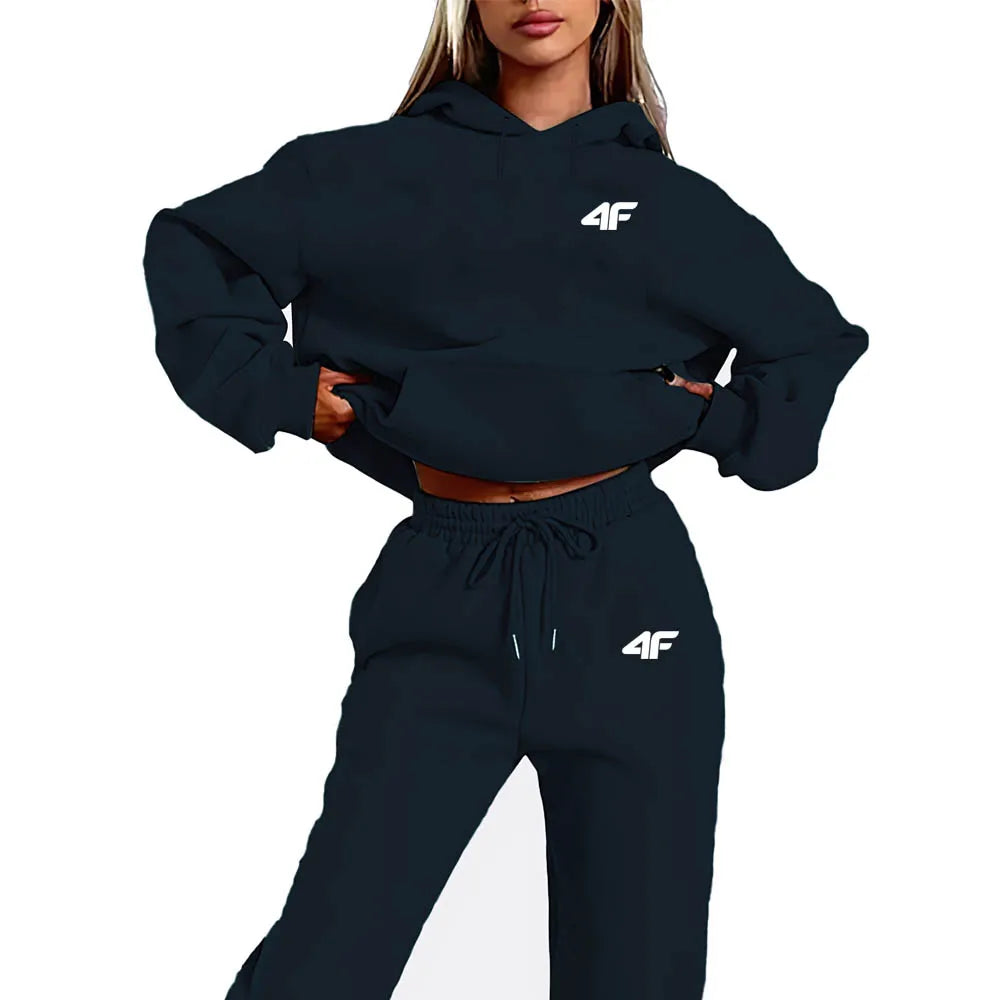 Women Hoodie set Casual Female 2pcs Clothing Plush sweatshirt