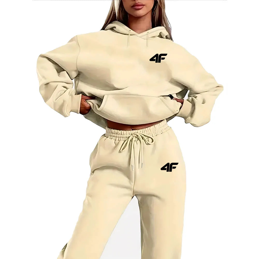 Women Hoodie set Casual Female 2pcs Clothing Plush sweatshirt