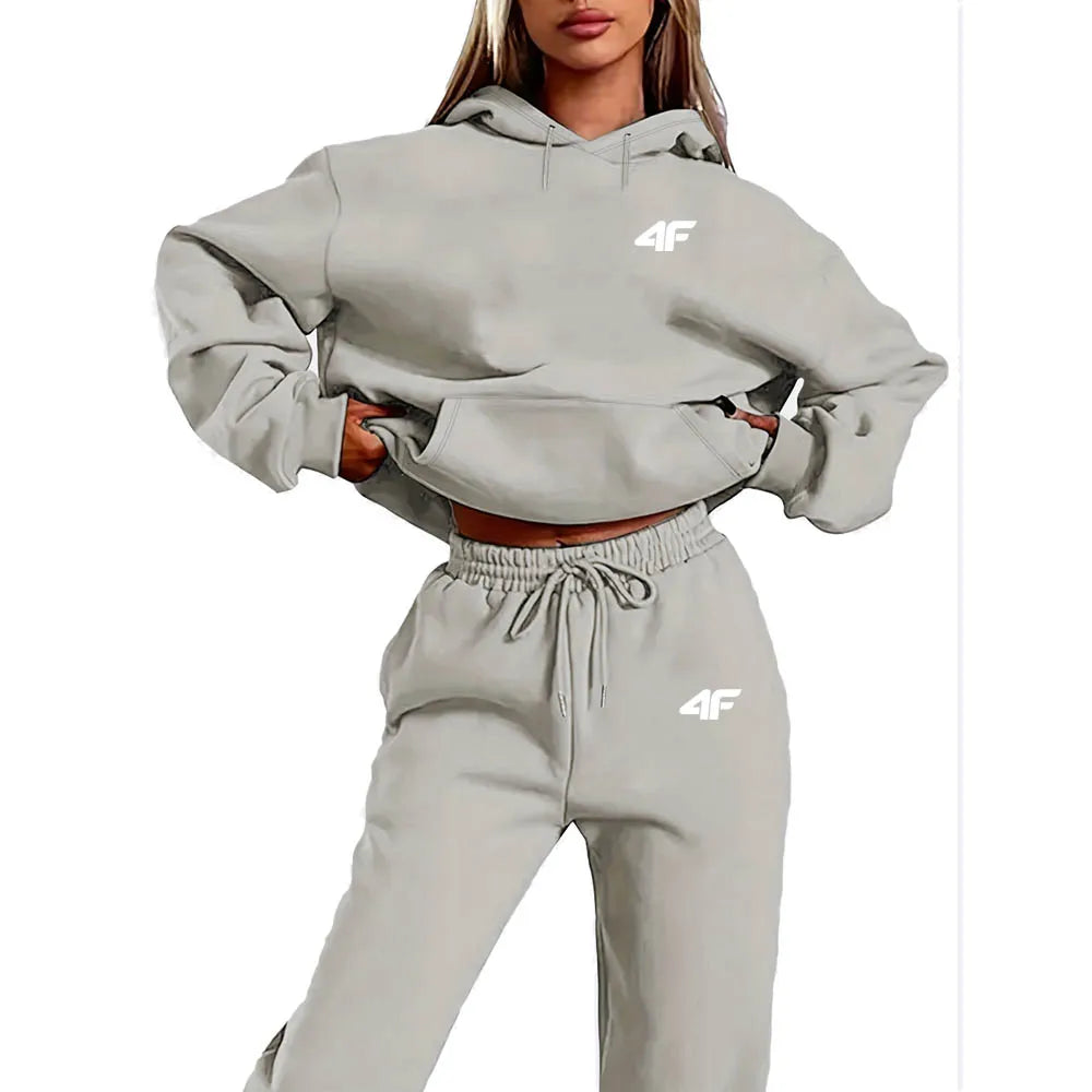 Women Hoodie set Casual Female 2pcs Clothing Plush sweatshirt